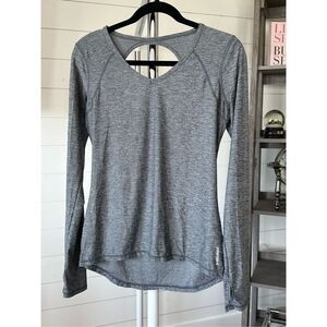 Head Women’s V-Neck Cutout Back Long Sleeve Athletic Shirt hi-low waist sz small